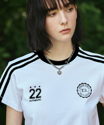 サッカーフットボール配色半袖Tシャツ[ホワイト-ブラック]
