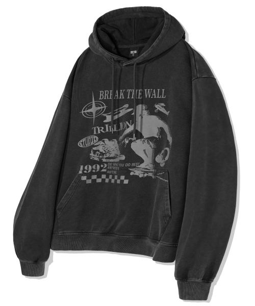 TRILLION(トリリオン)の「スケートボードピグメントグラフィックオーバーフィットフード(CHARCOAL)(パーカー・レディース・その他・SMALL/MEDIUM/LARGE/X-LARGE)」の1枚目の写真