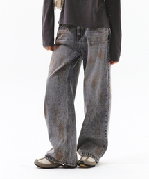 BULLET DAMAGED DENIM PANTS BLACK