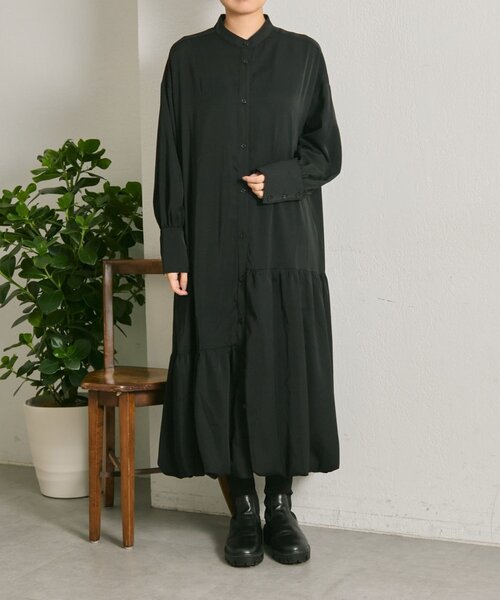 ear PAPILLONNER（イアパピヨネ）の「裾バルーンワンピース【SUM1 STYLE】（ワンピース・レディース・ブラック/ダークブラウン・FREE）」の3枚目の写真