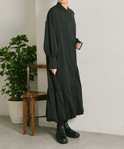 ear PAPILLONNER（イアパピヨネ）の「裾バルーンワンピース【SUM1 STYLE】（ワンピース・レディース・ブラック/ダークブラウン・FREE）」の4枚目の写真