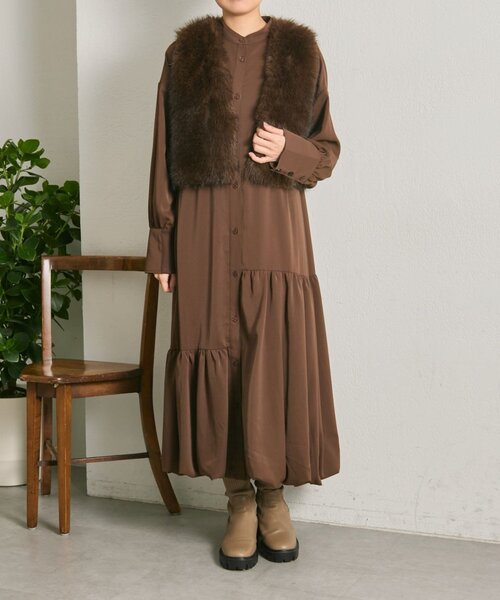 ear PAPILLONNER（イアパピヨネ）の「裾バルーンワンピース【SUM1 STYLE】（ワンピース・レディース・ブラック/ダークブラウン・FREE）」の20枚目の写真