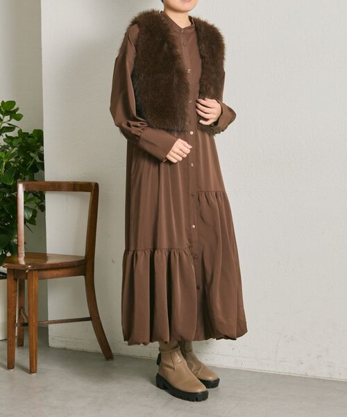 ear PAPILLONNER（イアパピヨネ）の「裾バルーンワンピース【SUM1 STYLE】（ワンピース・レディース・ブラック/ダークブラウン・FREE）」の21枚目の写真