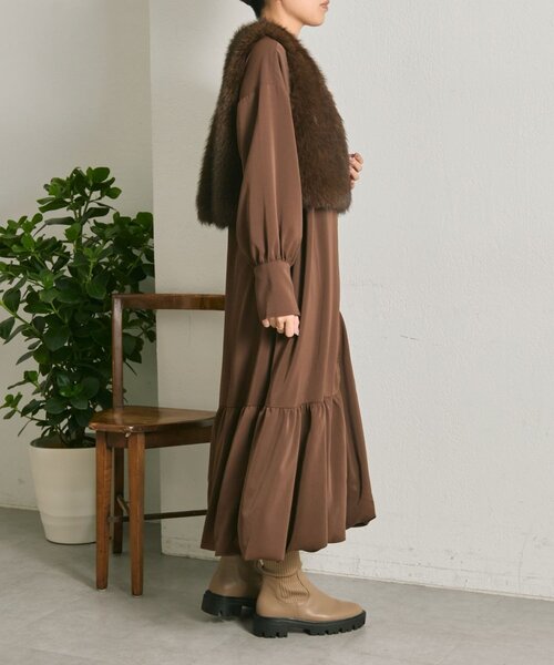 ear PAPILLONNER（イアパピヨネ）の「裾バルーンワンピース【SUM1 STYLE】（ワンピース・レディース・ブラック/ダークブラウン・FREE）」の22枚目の写真