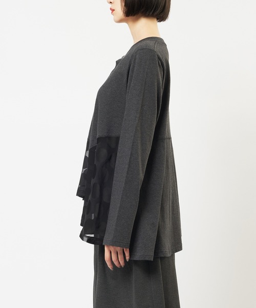 gomme(ゴム)の「ドットアシメカーディガン(カーディガン/ボレロ・レディース・ブラック/チャコールグレー・MEDIUM)」の17枚目の写真