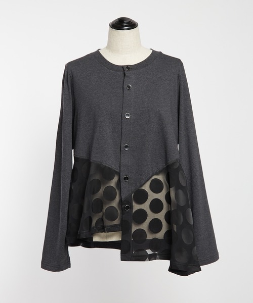 gomme(ゴム)の「ドットアシメカーディガン(カーディガン/ボレロ・レディース・ブラック/チャコールグレー・MEDIUM)」の19枚目の写真