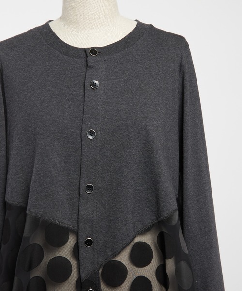 gomme(ゴム)の「ドットアシメカーディガン(カーディガン/ボレロ・レディース・ブラック/チャコールグレー・MEDIUM)」の11枚目の写真