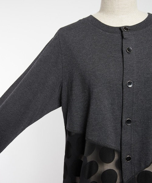 gomme(ゴム)の「ドットアシメカーディガン(カーディガン/ボレロ・レディース・ブラック/チャコールグレー・MEDIUM)」の14枚目の写真