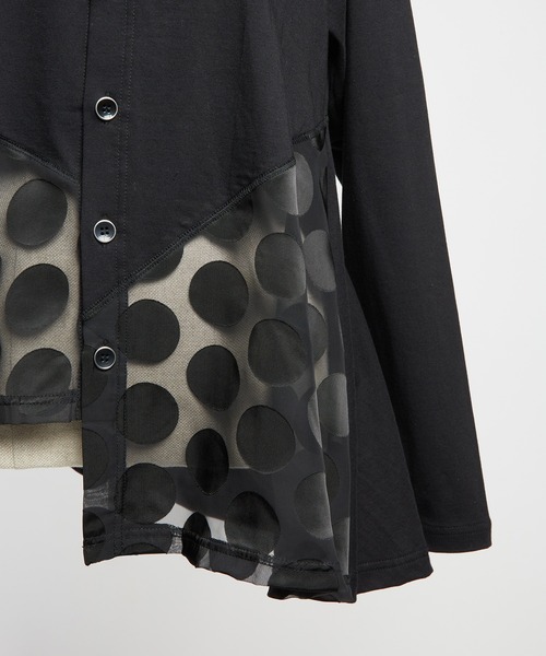 gomme(ゴム)の「ドットアシメカーディガン(カーディガン/ボレロ・レディース・ブラック/チャコールグレー・MEDIUM)」の7枚目の写真