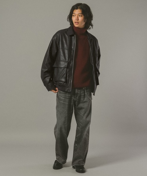 RAGEBLUE（レイジブルー）の「【AIRTHERMAL/エアサーマル】襟ボア/フェイクレザージャケット（ブルゾン・メンズ・ブラック/キャメル/ダークブラウン・MEDIUM/LARGE/SMALL）」の18枚目の写真