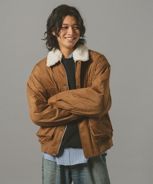 RAGEBLUE（レイジブルー）の「【AIRTHERMAL/エアサーマル】襟ボア/フェイクレザージャケット（ブルゾン・メンズ・ブラック/キャメル/ダークブラウン・MEDIUM/LARGE/SMALL）」の16枚目の写真