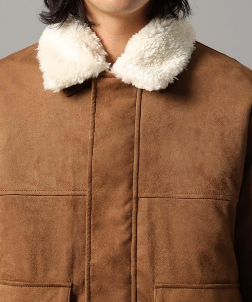 AIRTHERMAL/エアサーマル】襟ボア/フェイクレザージャケット（ブルゾン