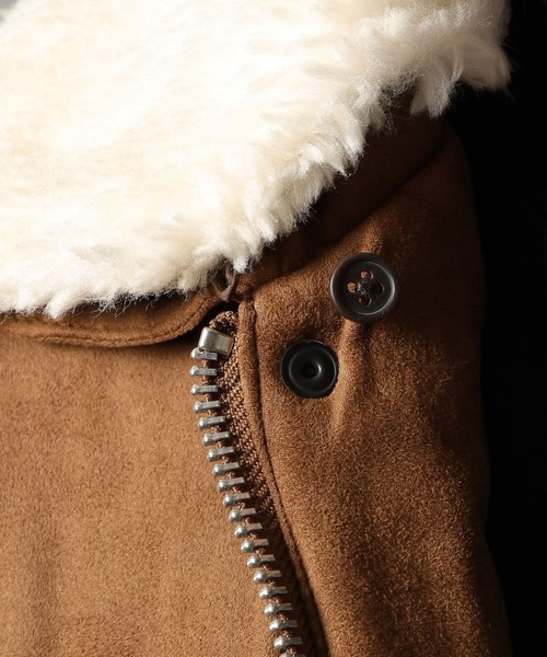 RAGEBLUE（レイジブルー）の「【AIRTHERMAL/エアサーマル】襟ボア/フェイクレザージャケット（ブルゾン・メンズ・ブラック/キャメル/ダークブラウン・MEDIUM/LARGE/SMALL）」の9枚目の写真