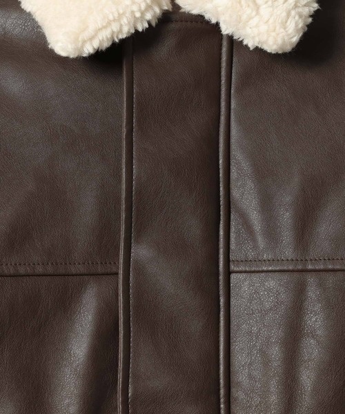 RAGEBLUE（レイジブルー）の「【AIRTHERMAL/エアサーマル】襟ボア/フェイクレザージャケット（ブルゾン・メンズ・ブラック/キャメル/ダークブラウン・MEDIUM/LARGE/SMALL）」の6枚目の写真
