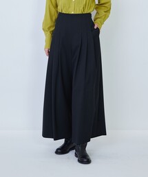 ウール混ギャバワイドパンツ