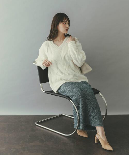 URBAN RESEARCH ROSSO WOMEN(アーバンリサーチ ロッソ)の「ラメシャギーニットスカート(スカート・レディース・ブラック/ブルー系その他・FREE)」の2枚目の写真