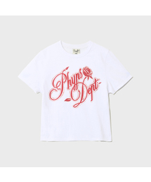 ウィメンズローズタイポ半袖Tシャツ_ホワイト