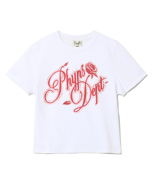 PHYSICAL DEPARTMENT(フィジカル デパートメント)の「ウィメンズローズタイポ半袖Tシャツ_ホワイト(Tシャツ/カットソー・レディース・その他・SMALL/MEDIUM)」の5枚目の写真