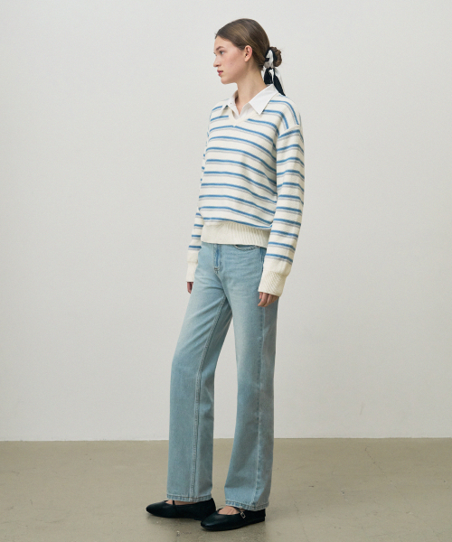 DRAWFIT WOMEN（ドローフィットウーマン）の「リップルストライプコットンVネックニット[BROWN]（ニット/セーター・レディース・その他・MEDIUM/SMALL）」の7枚目の写真