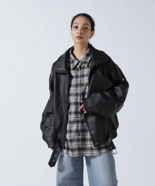 ROYAL FLASH（ロイヤルフラッシュ）の「MITSUKI/ミツキ/フェイクレザーオーバージャケット（その他アウター・レディース・ブラック・F）」の13枚目の写真