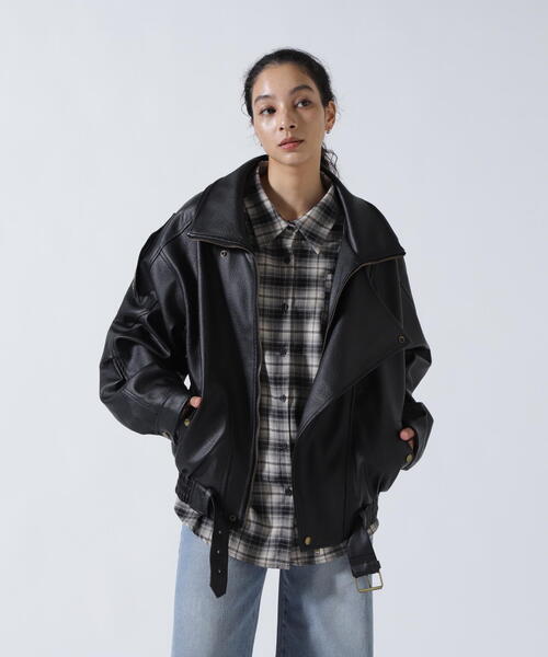 ROYAL FLASH（ロイヤルフラッシュ）の「MITSUKI/ミツキ/フェイクレザーオーバージャケット（その他アウター・レディース・ブラック・F）」の15枚目の写真