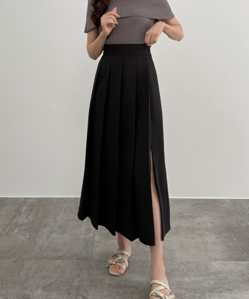 CENEA(セネア)の「ファスナースリットプリーツスカート(スカート・レディース・アイボリー/ブラック/チャコール・LARGE/MEDIUM/SMALL)」の1枚目の写真