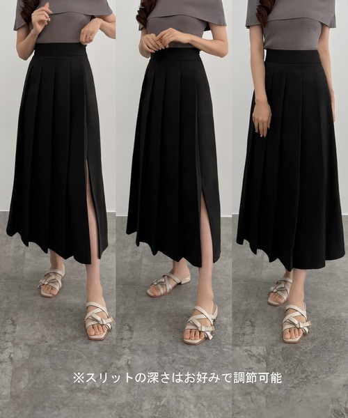 CENEA(セネア)の「ファスナースリットプリーツスカート(スカート・レディース・アイボリー/ブラック/チャコール・LARGE/MEDIUM/SMALL)」の4枚目の写真