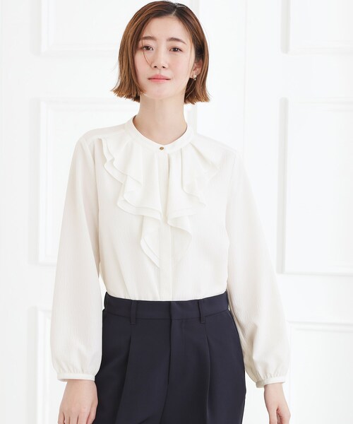 grove（グローブ）の「【手洗いOK】フロントラッフルフリルブラウス（シャツ/ブラウス・レディース・ブラウン系その他/オフホワイト・02/03/01/05/04）」の4枚目の写真