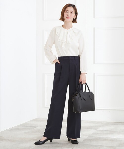 grove（グローブ）の「【手洗いOK】フロントラッフルフリルブラウス（シャツ/ブラウス・レディース・ブラウン系その他/オフホワイト・02/03/01/05/04）」の5枚目の写真