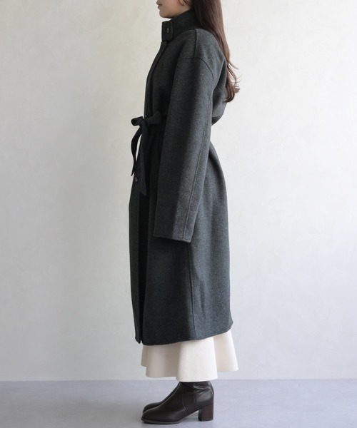 31 Sons de mode(トランテアン ソン ドゥ モード)の「スタンドカラー配色ロングコート(チェスターコート・レディース・グレー/アイボリー・フリ-)」の20枚目の写真