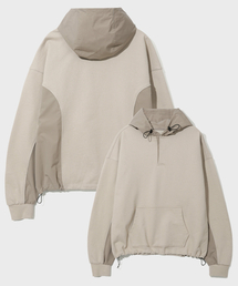 ナイロンディメンションブロックストリングフードパーカー[ベージュ]_SETS049BEIGE