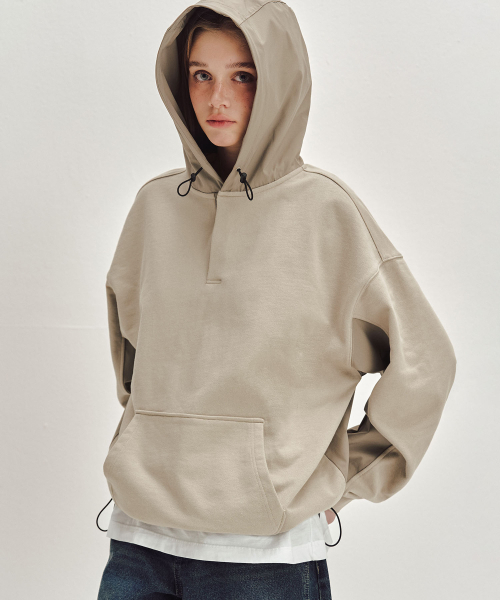 SECONDMONO（セカンドモノローグ）の「ナイロンディメンションブロックストリングフードパーカー[ベージュ]_SETS049BEIGE（パーカー・レディース・その他・SMALL/MEDIUM/LARGE）」の3枚目の写真