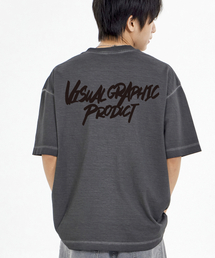 フェイドピグメントグラフィットロゴ半袖Tシャツチャコール