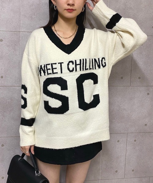 セール】ビッグロゴジャガードニットプルオーバー（ニット/セーター