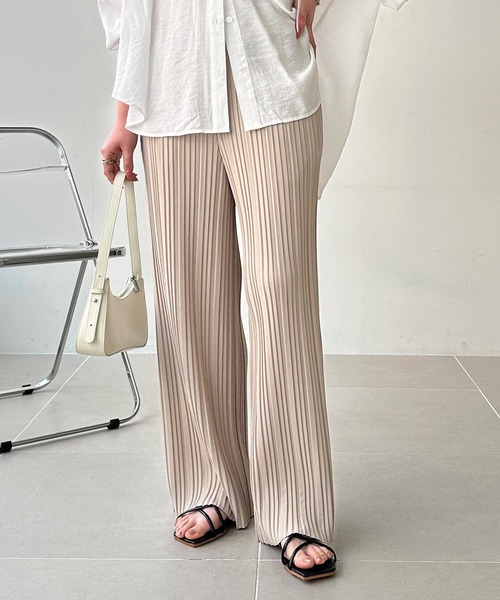 GeeRA(ジーラ)の「【-10㎝カット可能◎】S~3Lサイズ展開/セルフカットセミワイドプリーツイージーパンツ(その他パンツ・レディース・ドット/ベージュ/レオパード/ブラック・XX-LARGE/X-LARGE/LARGE/MEDIUM/SMALL)」の3枚目の写真