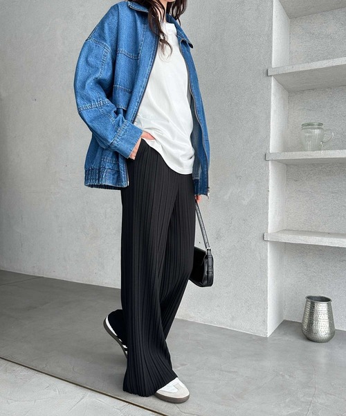 GeeRA(ジーラ)の「【-10㎝カット可能◎】S~3Lサイズ展開/セルフカットセミワイドプリーツイージーパンツ(その他パンツ・レディース・ドット/ベージュ/レオパード/ブラック・XX-LARGE/X-LARGE/LARGE/MEDIUM/SMALL)」の9枚目の写真