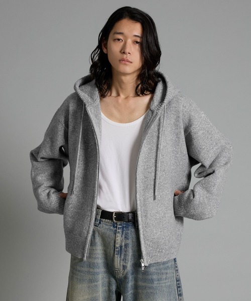 VELNUS(ベルナス)の「【VELNUS】Double-Zip Lame Knit Hoodie /ダブルジップラメニットパーカー【短丈】(パーカー・メンズ・グレー/ブルー・S/L/M)」の13枚目の写真
