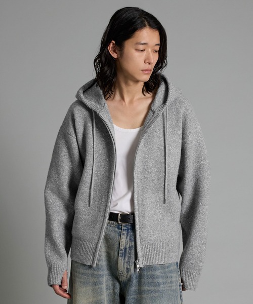 VELNUS(ベルナス)の「【VELNUS】Double-Zip Lame Knit Hoodie /ダブルジップラメニットパーカー【短丈】(パーカー・メンズ・グレー/ブルー・S/L/M)」の12枚目の写真