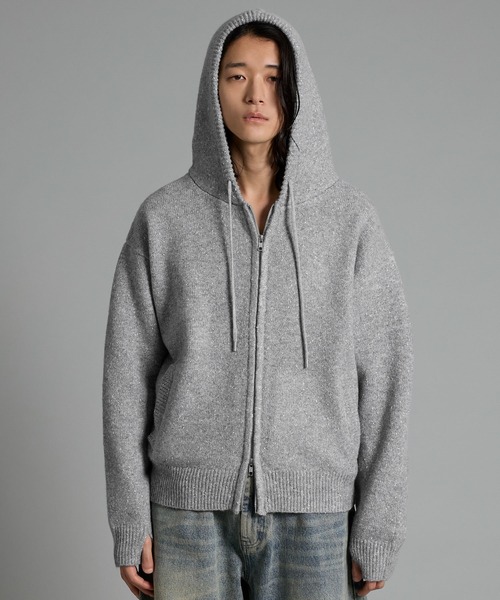 VELNUS(ベルナス)の「【VELNUS】Double-Zip Lame Knit Hoodie /ダブルジップラメニットパーカー【短丈】(パーカー・メンズ・グレー/ブルー・S/L/M)」の16枚目の写真