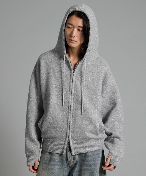 VELNUS(ベルナス)の「【VELNUS】Double-Zip Lame Knit Hoodie /ダブルジップラメニットパーカー【短丈】(パーカー・メンズ・グレー/ブルー・S/L/M)」の17枚目の写真