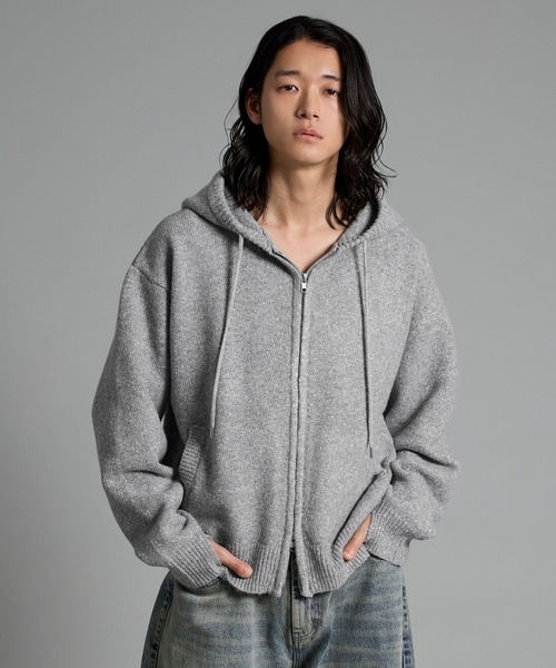 VELNUS(ベルナス)の「【VELNUS】Double-Zip Lame Knit Hoodie /ダブルジップラメニットパーカー【短丈】(パーカー・メンズ・グレー/ブルー・S/L/M)」の8枚目の写真