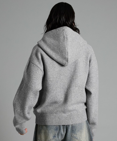 VELNUS(ベルナス)の「【VELNUS】Double-Zip Lame Knit Hoodie /ダブルジップラメニットパーカー【短丈】(パーカー・メンズ・グレー/ブルー・S/L/M)」の5枚目の写真