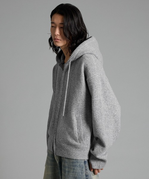 VELNUS(ベルナス)の「【VELNUS】Double-Zip Lame Knit Hoodie /ダブルジップラメニットパーカー【短丈】(パーカー・メンズ・グレー/ブルー・S/L/M)」の4枚目の写真