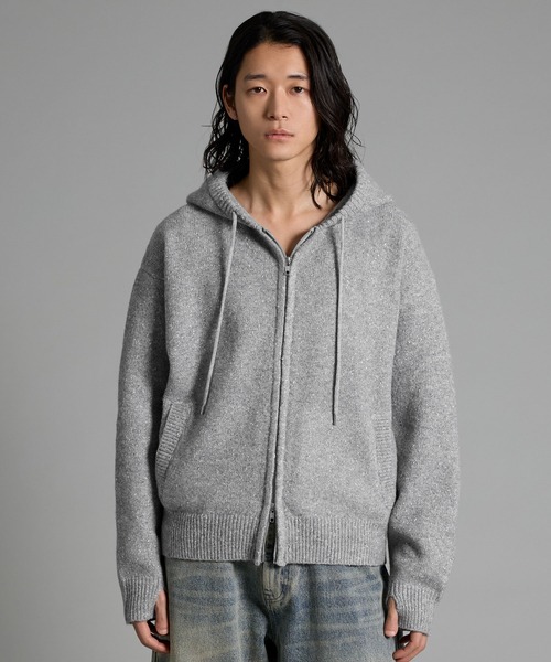 VELNUS(ベルナス)の「【VELNUS】Double-Zip Lame Knit Hoodie /ダブルジップラメニットパーカー【短丈】(パーカー・メンズ・グレー/ブルー・S/L/M)」の10枚目の写真