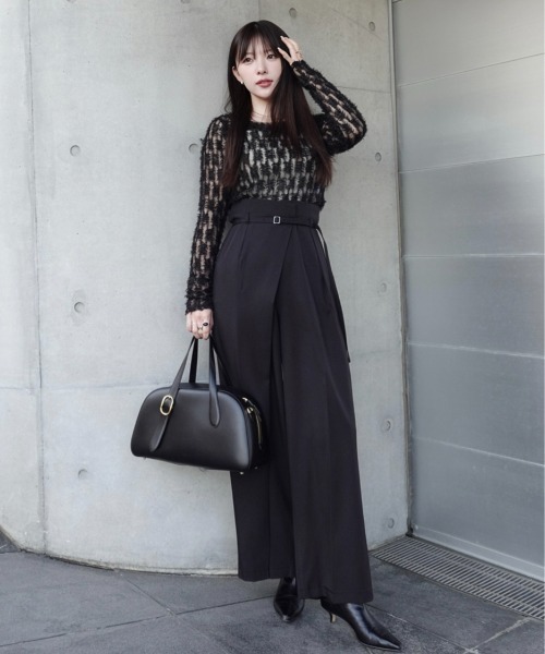 SENEE（セニー）の「wrap tuck high waist pants（ラップタックハイウエストパンツ）（スラックス・レディース・アイボリー/ブラック・MEDIUM/SMALL）」の11枚目の写真