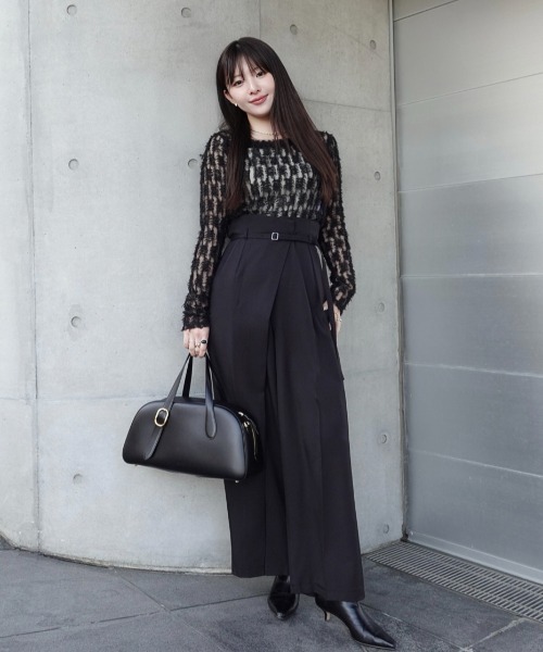SENEE（セニー）の「wrap tuck high waist pants（ラップタックハイウエストパンツ）（スラックス・レディース・アイボリー/ブラック・MEDIUM/SMALL）」の12枚目の写真