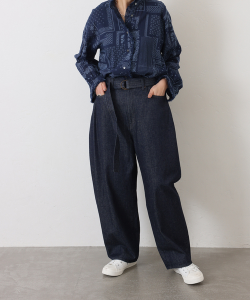 JOURNAL STANDARD LUXE（ジャーナルスタンダード　ラックス）の「10OZデニム カルバパンツ（デニムパンツ・レディース・ネイビー・MEDIUM/SMALL）」の7枚目の写真