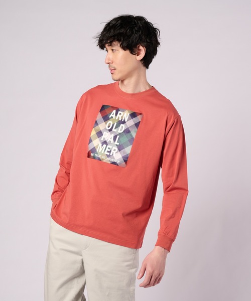 Arnold Palmer(アーノルドパーマー)の「パーマーチェックグラフィック ロングスリーブTシャツ(Tシャツ/カットソー・メンズ・ブラック/ホワイト/ピンク・M/L/LL)」の3枚目の写真