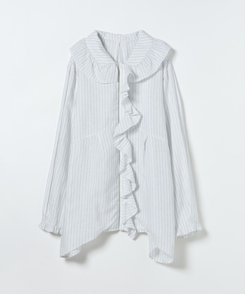 JEANASIS（ジーナシス）の「フリルチュニック/645460（チュニック・レディース・ブラック/ホワイト/ホワイト系その他・FREE）」の2枚目の写真