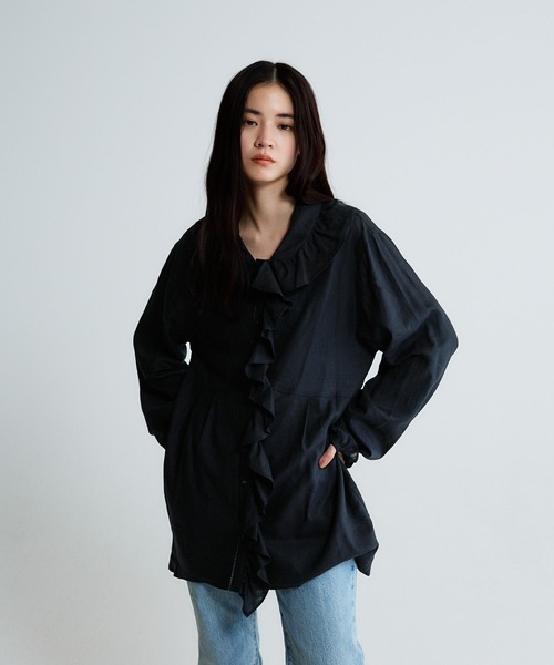 JEANASIS（ジーナシス）の「フリルチュニック/645460（チュニック・レディース・ブラック/ホワイト/ホワイト系その他・FREE）」の17枚目の写真